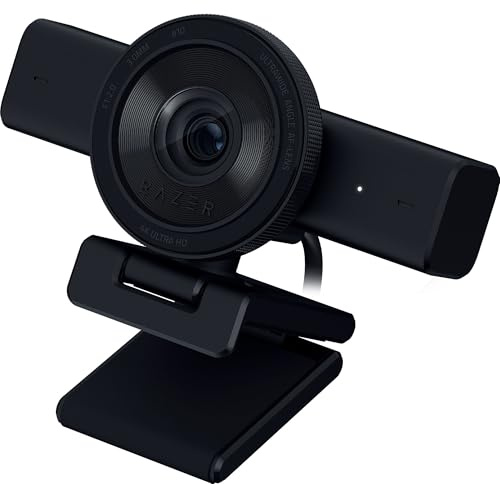 Razer Kiyo V2 Streaming Webcam: 4K 30 FPS, 1080p 60 FPS - AI Powered Auto-Framing - Built-in Microphone - Ultrawide Angle Lens - Privacy Cover - Works with OBS, Xsplit, Discord, Zoom, Teams - Black