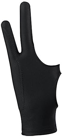 Guante de Dibujo, Guante de Artista para Tableta de Dibujo, Transpirable, previene Manchas, 3 Capas, 2 Pintura con Dedos para Artistas Que dibujan, Negro (S)