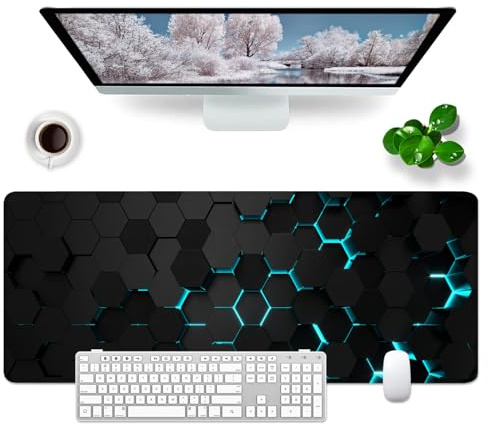 Black Desk Mat Large Gaming Mouse Mat Black Keyboard Mouse Pad XL Desk Pad Office Accessories (Technology - Black)