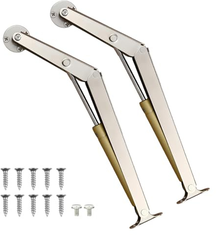 2 Stück Klappenbeschlag Gasdruckfeder, 200N/PC Deckelstütze Scharnier Softclose DeckelstüTzscharniere mit Schrauben Klappenhalter Gasfederschrank Scharniere für Holzkiste Schrank Kleiderschrank