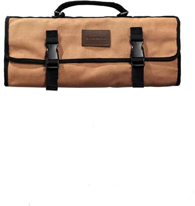BleezeBlessz Borsa portacoltelli professionale per cuochi 7 scomparti, tela cerata da 16 oz per riporre utensili da cucina, arrotolabile e portatile (solo borsa)