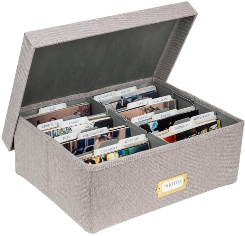 UCO Foto Geschenk Aufbewahrungsbox Mit Deckel, 8 Fächer, 30 Teiler, Grau | Inklusive 30 Teiler, Ideal als Geschenk
