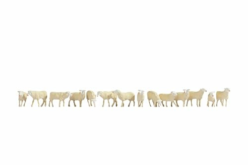 NOCH® Schafe, 14 handbemalte Miniaturfiguren für H0 Modellbahnen und Dioramen