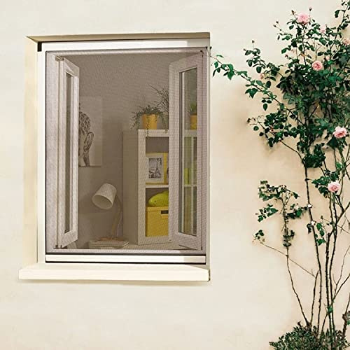 MADECOSTORE Moustiquaire Enrouleur Alu Blanc Recoupable pour Fenêtre L.80cm x H.Jusqu'à 130cm