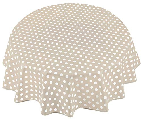 Home Direct Wachstuch Tischdecke Abwaschbar Rund 160cm Punkte Beige