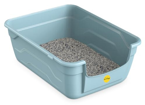 CAT CENTRE Blue Large High Sided Cat Litter Tray, Lowered Step, Kitten