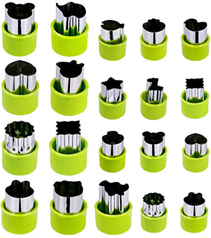 Cortador de galletas de frutas y verduras de acero inoxidable con mango protector para decoración de tartas, galletas Fondant Cookie Pastelerías, 20 piezas