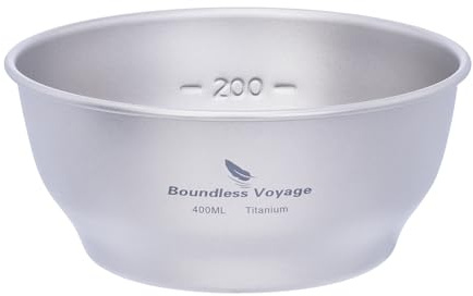 iBasingo Pure Titanium Camping Bowl, 400ml Single Wall Bowl with Inner Scale Ultralight Stackable Outdoor Cooking Tableware for Travel Backpacking Hiking Home Used Ti1105T