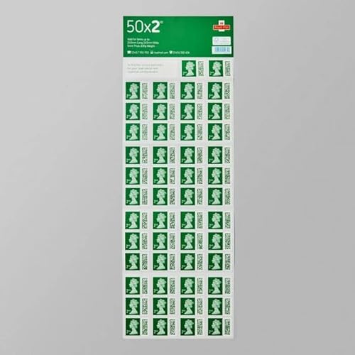 Royal Mail 50 x 2nd Class Stamp Sheet Barcoded
