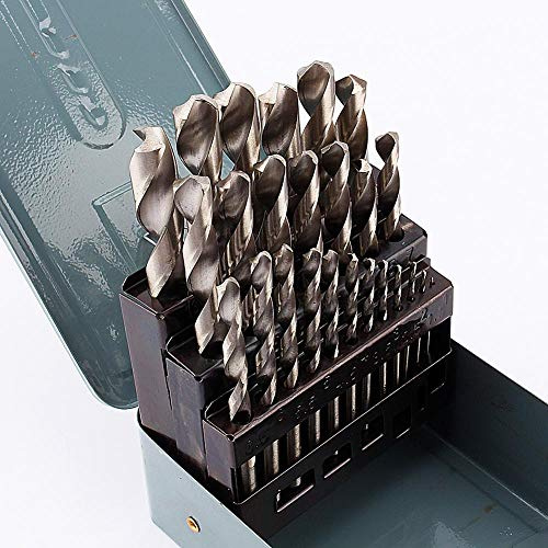 25Pcs 1-13mm Profesional HSS Metal Juego de brocas de Juego de brocas múltiples métricas con una caja de almacenamiento para ladrillos de plástico de madera de metal