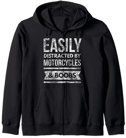 Motorcycles & Boobs Funny Rally Biker Motocross & Road Zip Hoodie