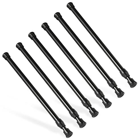 Goowin - Bastone di tensione per tende, senza foratura, molla antiruggine, piccola asta di tensione regolabile, per armadi, cucina, armadio, libreria, 6 pezzi (nero, 30,5-50,8 cm)