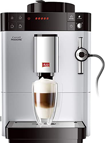 Melitta Passione F530-101, Kaffeemaschine mit Mühle, Kaffeebohnen, Milchsystem, automatische Reinigung, personalisierbar, 15 bar, Silber (generalüberholt)
