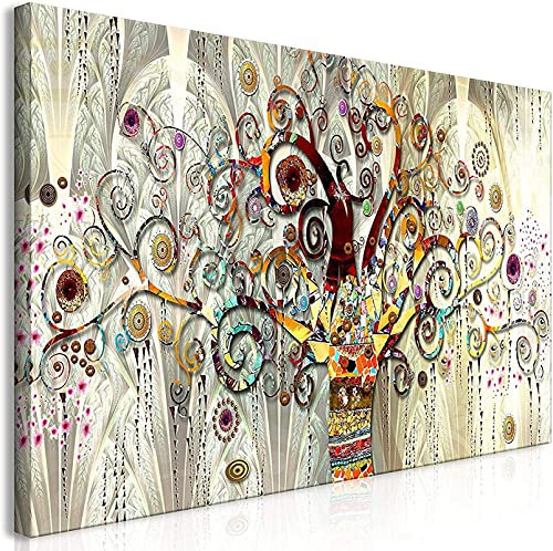 LLNN Albero della vita di Gustav Klimt Landscape Wall Art Canvas Poster e stampe scandinave Immagine di arte moderna per soggiorno 50x110cm Con cornice
