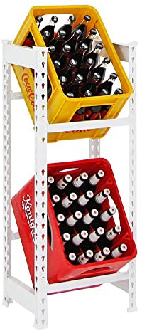 PROREGAL Getränkekistenregal Camel für 2 Kästen, HxBxT 100x40x30cm, Traglast pro Fachboden: 100 kg, Weiß, Kellerregal Lagerregal Werkstattregal Garagenregal