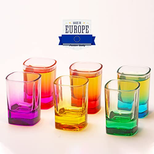 Juego de 6 Vasos de Chupito de Colores, 52 ml/1,75 oz. Juego de Vasos de Chupito de Base Pesada, Vaso de Vodka, Vasos de Tequila de Vaso Pequeño, Vasos de Chupito para Whisky, Tequila, Vodka y Licores