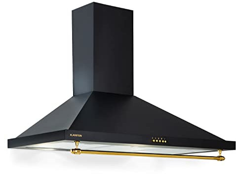 Klarstein Kitchen Cooker Hood, Chimney Cooker Hoods 90cm, Wall Mount Extractor Fan for Kitchens w/LED Lights, Cooker Hood Grease Filters, 591.5m³/h Airflow Cooker Hoods, Steel Extractor Fan Hood