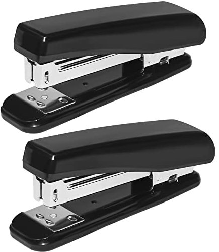 JIKIOU Basics Stapler 2 Pack for Office or Desk, 20 Sheet Capacity, Non-Slip, Without Staples, Black