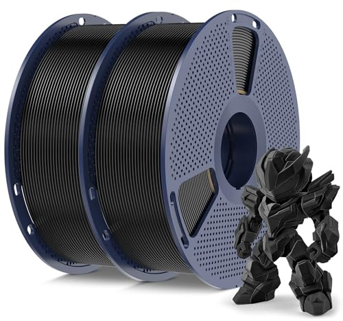 SUNLU 1KG*2 Macaron PLA Meta Filament, 2KG PLA Filament pour imprimante 3D, Plus Résistant Filament 3D, 1KG par Bobine, Total de 2KG, Noir+Noir
