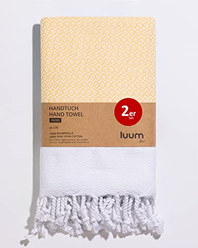 Luum® Juego de 2 toallas Hamam, juego de toallas deportivas, juego de toallas turcas, juego de toallas para el cabello, 100% algodón hilado en anillo, secado rápido, sin pelusas, 45x95, set de regalo