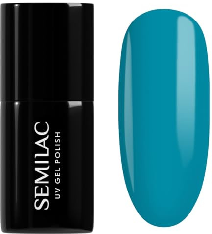 SEMILAC Gel Nail Polish 449 Captain's Blue - Full Coverage Gel Polish - Soak Off Easy To Use LED/UV Nail Lamp - Long Lasting Manicure and Pedicure up to 3 weeks
