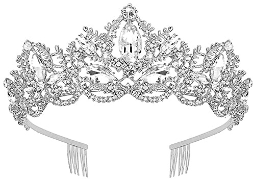 Tiara, Kristallkrone, Braut-Hochzeitskronen, Strass-Haarteil, Königin-Tiaras, Haarschmuck für Frauen und Mädchen, Prinzessin-Tiara für Geburtstag, Abschlussball, Brautparty