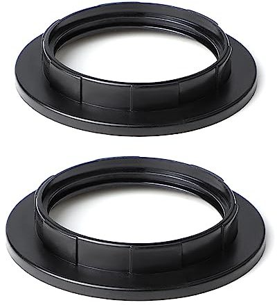 Unicozin Lamp Shade Rings, Socket Ring for Medium Base E26 Sockets, Lighting Accessories Lamp Holder for Glass Lamp Shades/Light Fixtures, Black 2Pcs
