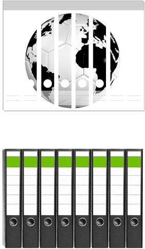 Wallario 8 Stück schmale Ordner inkl. Klebeetiketten mit Motiv Planet Fußball - Set mit Rückenschildern/Ordnerrücken Stickern