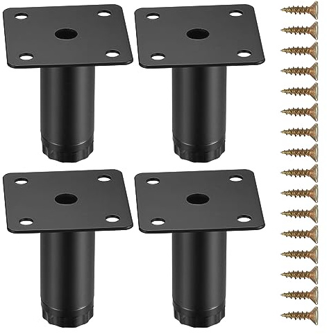 Fulushouxi Lot de 4 pieds de meubles réglables en métal pour étagères de cuisine, canapé, table, chaise, bureau, placard, 5 cm