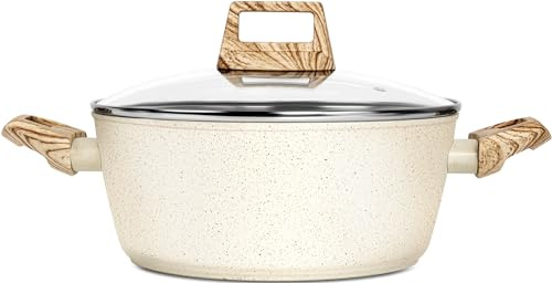 MICHELANGELO 24cm/4.3L Nonstick Stock Pot with Lid, White