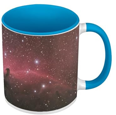 Tasse in Premium-Qualität, Blau – Pferdekopf Space Astronomie – Tasse mit Henkel und farbigem Innenfutter