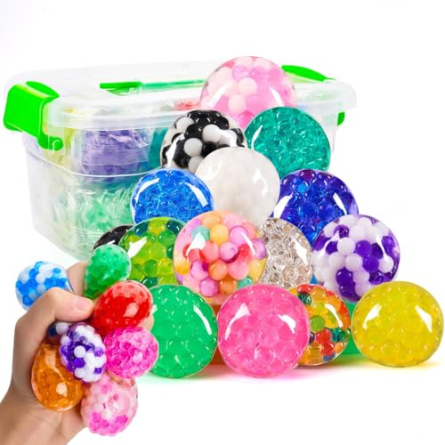 JOYIN Mini Stressbälle, 24 Pack Fidget Stress Ball für Erwachsene, Squishy Stress Relief Bälle, Antistress bälle, Squeeze Bälle, Übung Hand Flexibilität, Valentinstag Party Favors