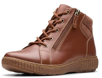 Clarks Collection Women's Caroline Park Ankle Boot, Tan Combi Leather, 7.5 Medium US