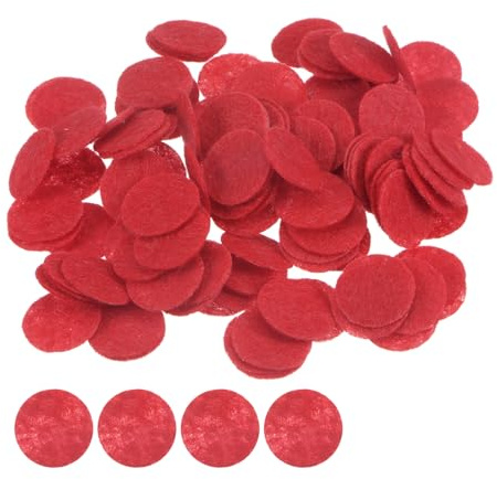 QUARKZMAN 200pz Cerchi Feltro Rotondi, 15mm 5/8 Feltro Pre Tagliato Artigianato, Cerchi Feltro Tessuto Non Tessuto Progetti Cucito Fai da Te, Rifinitura Artigianale, Rosso