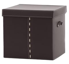 LIMAC Design GABRY Aufbewahrungsbox aus Leder mit Deckel für Schränke, Leder Gross Kisten aufbewahrung, Aufbewahrungswürfel mit Griffen, Hergestellt in Italien. (Darkbrown, Mod. 1-37x40x25 H)
