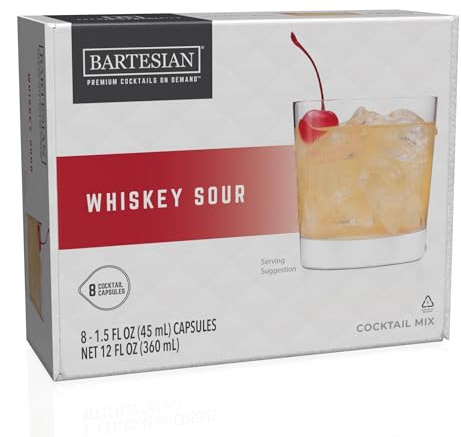 Bartesian Whiskey Sour Cocktail Mix - Cocktail Mixer Zutaten für Whiskey Cocktail - Getränke Pods für Bartesian Cocktail Maschine - Alkoholfreie Mixer zum Mischen mit Spirituosen - Set mit 8 Kapseln