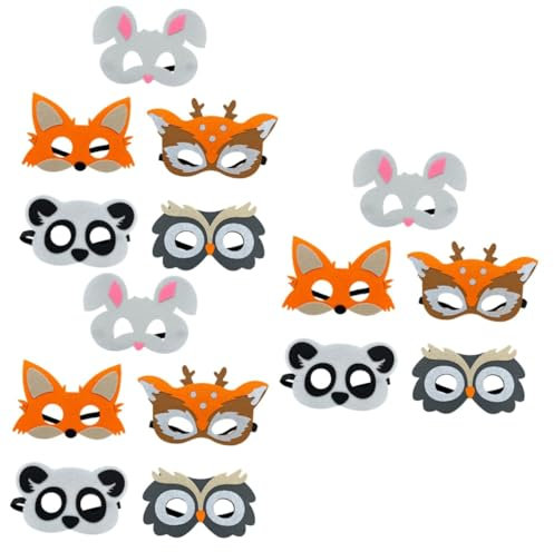 ibasenice 15stücke Tiermasken Aus Filz Kindermasken Für Geburtstagsfeiern Halloween Kostümpartys Lustige Tiergesichtsmasken Für Kreative Verkleidungen Und Spielspaß