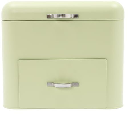 Wulimasun Metal Bread Bin,Electroplating Large Capacity Bread Storage Box Bread Fresh Keeper Organizer,For Storing Breads,Pastries,Doughnuts,Cookies,Green
