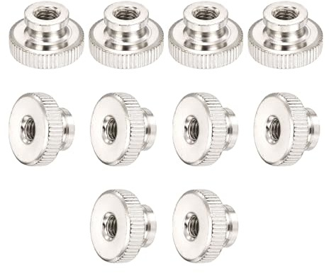 sourcing map Knurled Thumb Nut, 10Pcs M6x1mm Iron Round Knobs Fasteners for 3D Printer Parts, Silver Tone