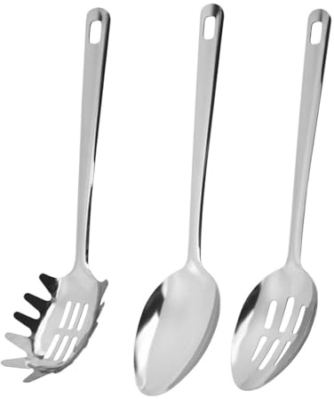 3 Cucharas De Cocina Para Cocinar, Cucharas Para Mezclar De Acero Inoxidable, Cucharas Para Hornear De Cocina, Cucharas Para Mezclar Con Mango Largo, Juego De Cucharas De Cocina Antiadherentes