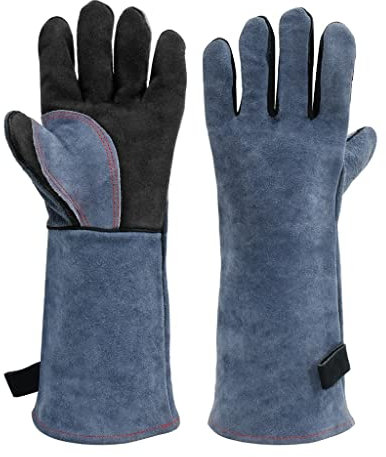 MQPALZKD Welding Gloves for Welder works Palm Welders Thick Cow Split Leather Kitchen Stove Heat Puncture Resistant BBQ Glove