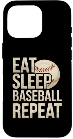 Coque pour iPhone 16 Pro Eat Sleep Baseball Repeat Pichet de baseball Attrape Lancer
