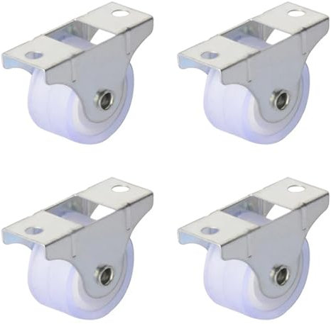 YQVEOT Caster Wheels, Heavy Duty Castor Wheels, 4pcs 1Inch Directional Silencer Wheels Thicker Flat Plate White Rail Fixed Casters Smoothly Furniture Flight Box Lugga Trolley
