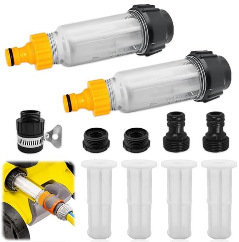 Riisoyu Filtro Acqua per Tubo da Giardino, Idropulitrice ad Alta Pressione, Camper Irrigazione Giardino Prefiltro Acqua con Inserti Filtranti e Adattatori Rapidi Anticalcare Pulizia ad Alta Pressione