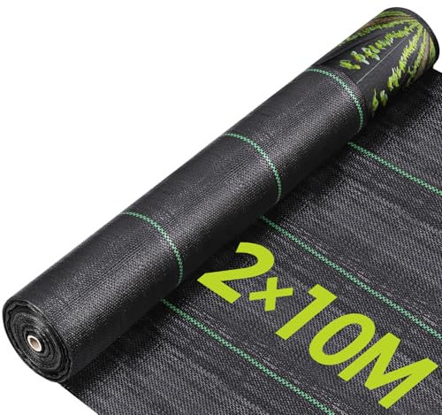 Welzona Weed Control Mat 2M x 10M Long Garden Weed Fabric, Water Permeable, Tear Resistant Weed Mesh with High UV Stabilization