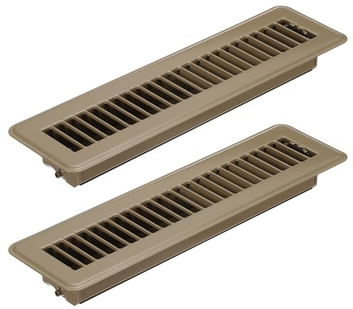 PATIKIL 12 X 2 Pulgadas Rejilla de Suelo, 2 Piezas Cubierta de Ventilación de Aire Resistente de Acero Ajustable Decorativa Rejillas de Suelo Fáciles de Ajustar, Marrón