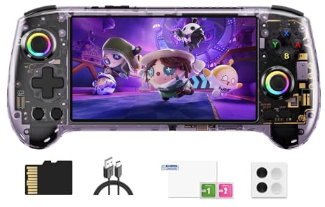 RG557 Handheld Video Game Console Android 14 Gaming Console RG557 5.48 AMOLED HD Screen 256GB Game Card Game Player RG557 Support RGB Lighting 5500mAh Battery RG557 Purple