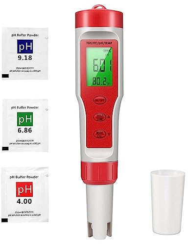 Sirxlevcy 4-in-1 Digital PH Meter PH Meter with PH/TDS/EC/Temp Function for Hydroponics,for Nutrients Growing, Indoor Garden,Brewing, Pool,