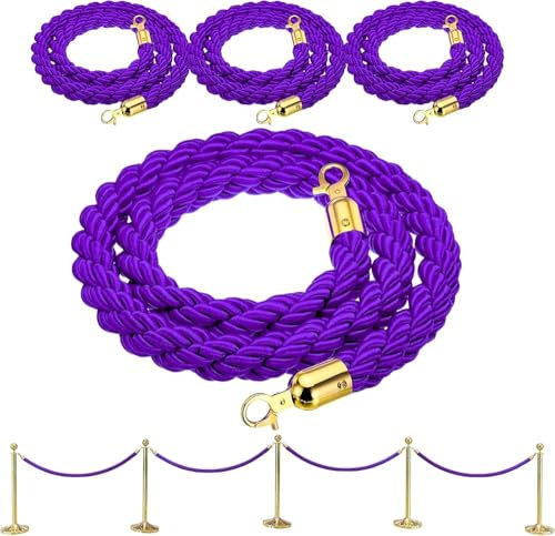 LQSYBHD Corda Stanchion 7 Piedi con Ganci A Scatto,Corda Barriera con Ganci,Stanchion Rope,Corda di Controllo della Folla,Corda per Corrimano(Size:9ft)