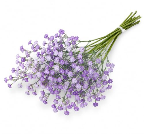 CENCERY 10 Stück Light Purple Künstliche Gypsophila, Baby Breath Kunstblumen für Hochzeitsstrauß, DIY Heimdekoration und Party-Arrangements